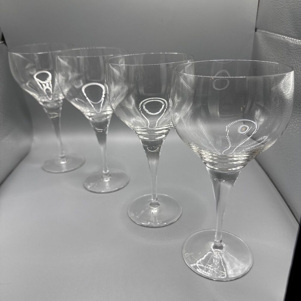 Rosenthal Germany Plain Lotus Blown Glass Water Goblets 7.25" Pair of 4